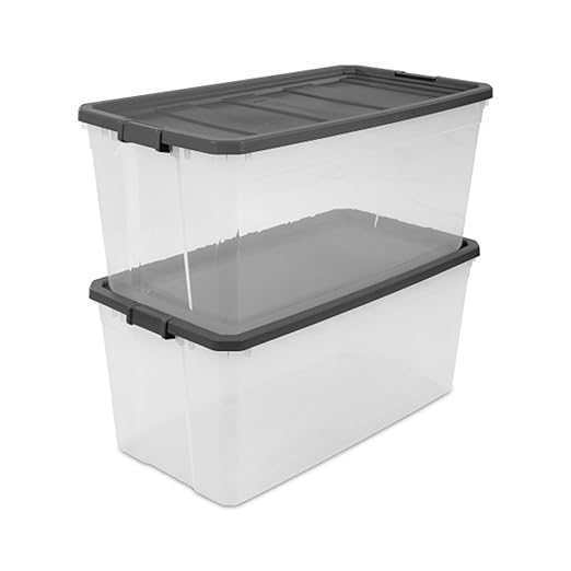 Sterilite 12-Pack Modular Stacker Box, Durable Clear Plastic Storage Bins with Latching Lids, 200 Quart - Stackable Organizing Container Boxes for Closet, Bathroom, and Office