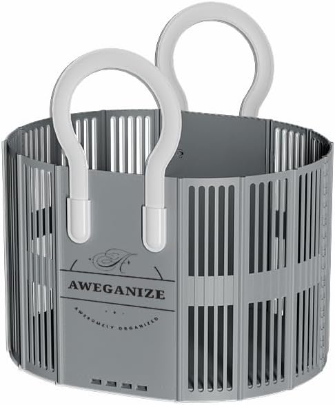 40L Collapsible Plastic Laundry Basket with Strong Handles – Sturdy Space-Saving Design for Daily Laundry Loads, Apartment & Home Use – Grey