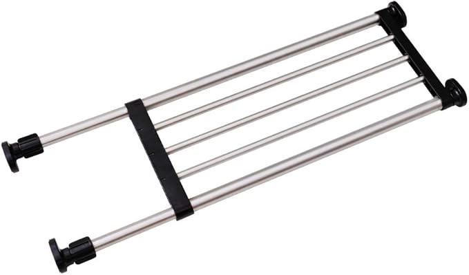 BAOYOUNI Expandable Shelf Closet Tension Rod Adjustable Shelving Unit Storage Rack Organizer Hanger Space Saving Divider for Wardrobe, Cupboard, Kitchen, Bathroom Use, Black
