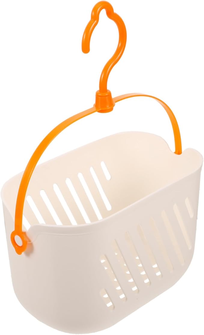 Plastic Hanging Shower Basket, 8.26 x 5.51 x 5.11 Inch, Portable Kitchen Organizer with Hook, Storage Basket for Garlic, Ginger, and Small Items