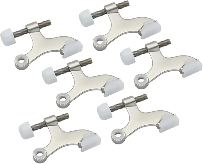 QCAA Hinge Pin Door Stopper, Zinc Die Cast, Satin Nickel, Made in Taiwan, 6 Pack