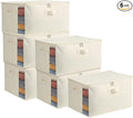 6-Pack Large Canvas Comforter Storage Bags Closet Organizer for Clothes Sweater Clothes Organizer with Dual Zipper Three Carrying Handles for Blanket Closet Storage Container