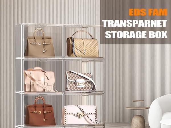 EDS FAM 10 Pack Clear Thicken Sturdy Shoe Storage Organizer with Magnetic Door Stackable Boxes for Closet Folding Space-Saving Shoe Rack for Sneaker Boot Plastic Cabinet
