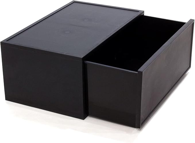 ASTAGE drawer block plastic bins stacking storage modular storage drawer home closet living office organizer with divider (Black, Large C)