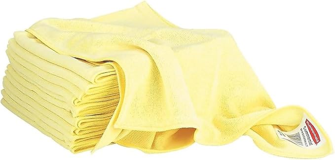 Rubbermaid Commercial Products HYGEN Microfiber Cleaning Cloth, 16-Inch, Yellow, Pack of 12, Multi-Purpose Rag/Towel for Janitorial/Professional Heavy-Duty Cleaning/Scrubbing