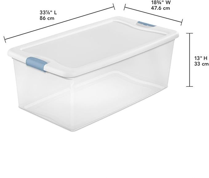 Sterilite 24-Pack Latching Box, Under Bed Storage Bins with Lids, Clear Plastic, 106 Quart - Heavy-Duty Organizing Containers for Closet, Bathroom, and Office