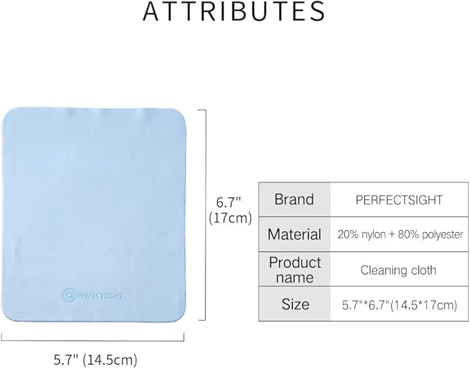 PERFECTSIGHT Microfiber Cleaning Cloths, 6 Pack (5.7"x6.7") Lint Free Glasses Cleaning Cloth for Eyeglasses, Sunglasses, Phone, Screens, Electronics, Camera Lens Cleaner | Safe for All Coated Lenses