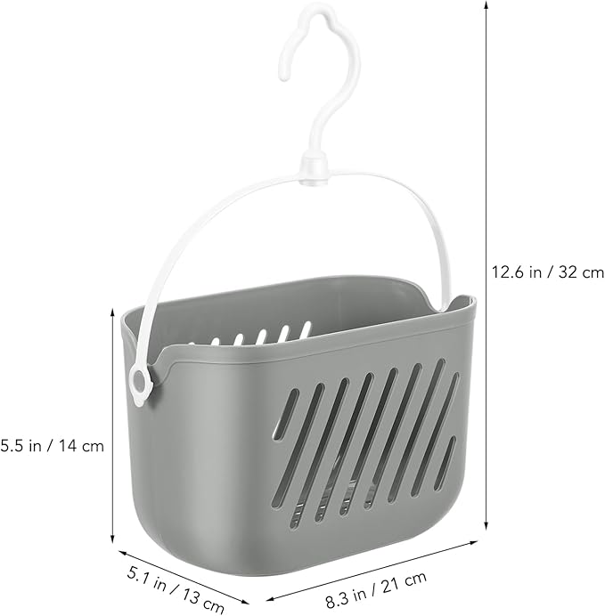 Plastic Hanging Shower Basket, 8.26 x 5.51 x 5.11 Inch, Portable Kitchen Organizer with Hook, Storage Basket for Garlic, Ginger, and Small Items
