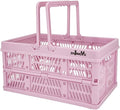 crates for storage,plastic baskets for organizing,collapsible shopping basket,foldable crate with Handles,collapsible storage crate,car basket,for Kitchen,Bathroom,Medicine.small,Pink