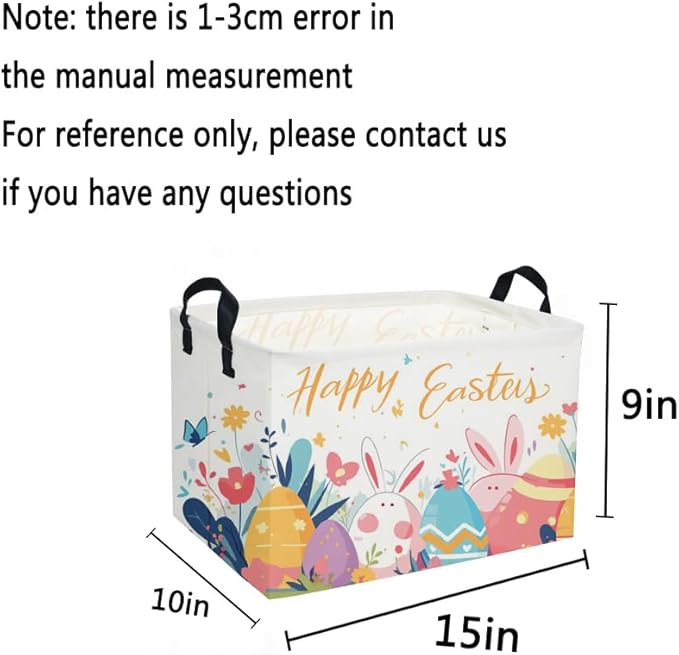 Rectangular Easter Baskets, Kids Easter Storage Bins Organizer.Cute Storage Basket with Handles.Boys and Girls,Easter Bunny Eggs Decor,Toys,Books,Easter Gifts (Easter Eggs)