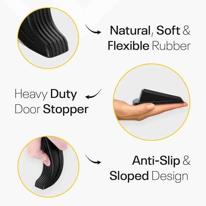 Door Stoppers for Bottom of Door – Rubber Door Stopper Wedge – Pack of 4 – Door Stop – Door Stoppers – Doorstop – Door Wedge – Doorstops for Inside Door – Ideal for Homes, Schools, Offices, Workshops