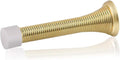 HOMOTEK 50 Pack Spring Door Stopper with Rubber Bumper 3-1/8" Flexible Spring Heavy Duty Wall Door Stop Low Mounted Door Bumper for Home (Bright Brass)