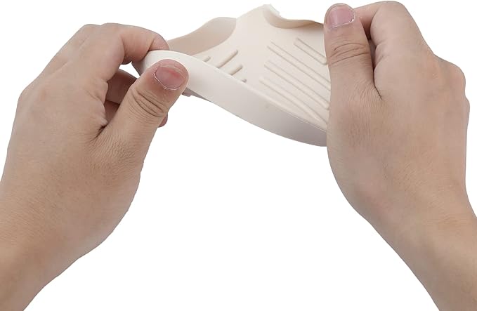 MicoYang Silicone Bathroom Soap Dishes with Drain Spout-Bathroom and Kitchen Sink Organizer,Sponge Holder,Dish Soap Tray,Perfect for Dispenser,Scrubber,Bottle,Cup on Sink or Counter-Tapioca 4.9"×3.2"