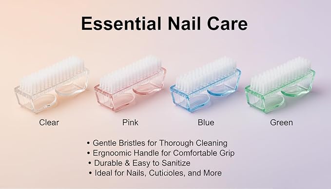 3Pcs Different Kinds of Fingernail brush with Plastic Handle Nail brush for cleaning Fingernails - Easy to use Nail Scrub brush - Nail Cleaner Nail brushes for Hands Feet(transparency)
