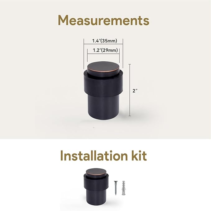 KHTUMEWARE 10 Pack 2 in Floor Door Stopper,Oil Rubbed Bronze Door Stop,Wall Protector Commercial Door Bumper Wedge Decorative Cylindrical Install Door stoppers on The Floor