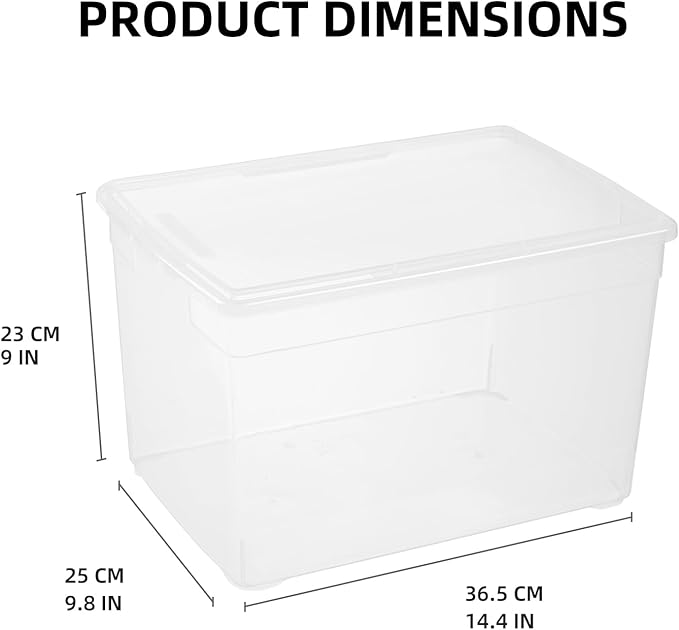 novelinks 6 Pack 22QT Plastic Storage Bins with Lids, Stackable Clear Containers with Latches, Durable Nestable Boxes for Office, Home, Garage, Shoes Organization
