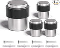 SANATO Nickel Cylindrical Floor Mounted Stainless Steel 304 Door Stop Door Stopper with Black Rubber, 4 Pack