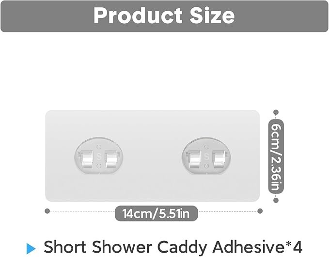 FEPTUASE Shower Caddy Adhesive Replacement, Transparent Strong Adhesive Hooks, No Drilling, Waterproof, for Shower Caddy, Bathroom Storage Shelves and Kitchen Racks (Double*4pcs)