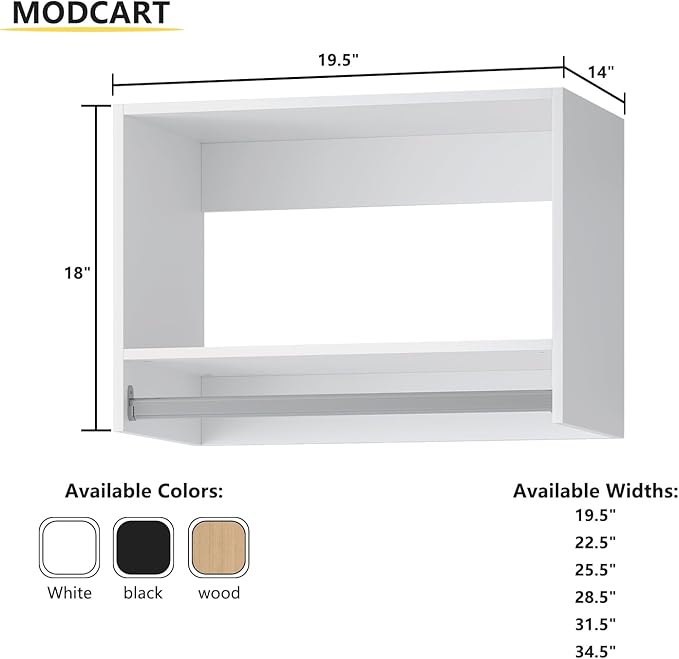 Tall Hanging Closet Unit, Modular Closet System, Wood Closet System Organizer with Storage for Walk in Closets, Clothing Rack Wardrobe Closet for Hanging Clothes, Bedroom, White, 19.5" W