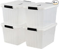 Ewingger 22 L Clear Storage Bin with Handle, Plastic Latching Storage Box Bins, 4-Pack