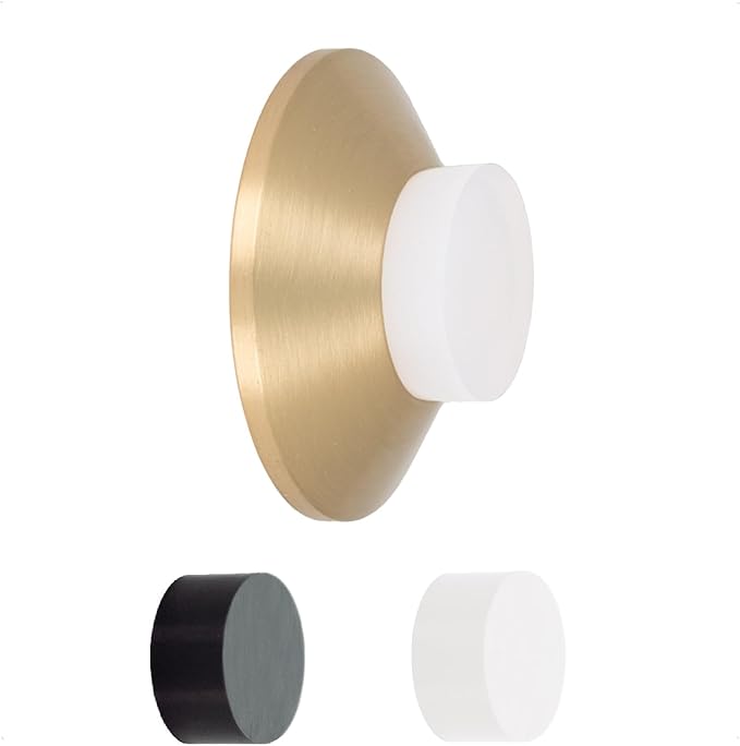 EVI Door Stoppers | Brass Door Handle Stopper - Adhesive and Screw Fastening - Protector Rubber - 1.77 x 0.66 Inch Door Stopper