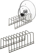Pot Lid Holder Organizer, Kitchen Countertop Storage Rack Cutting Boards, Bakeware, Pots & Pans, Serving Trays, Reusable Containers in Cabinet Pantry , Stainless Steel