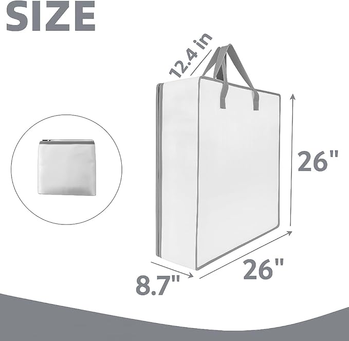 5 Pack Moving Bags, Wreath Storage Bag, Garland Container, Clear Storage Bags with Handles and Zippers Moving Bag for College Carrying, Bedding, Toys Organizer, Under the Bed Storage