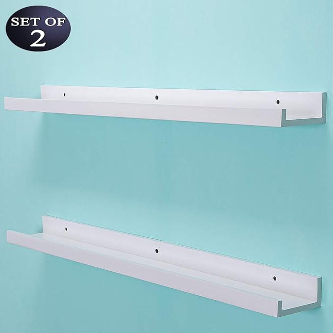 AZSKY 48 Inch Picture Ledge Shelf Floating Shelves Wall Mounted Set of 2 White