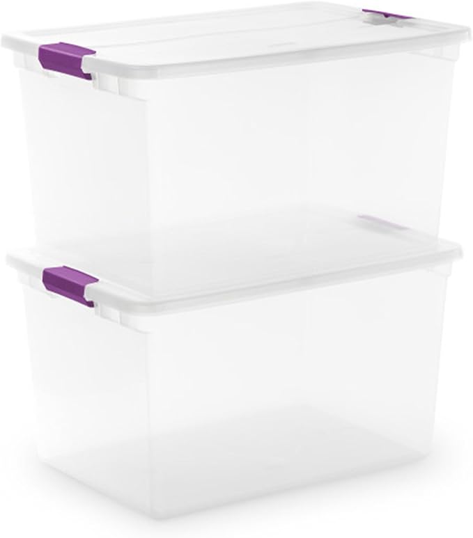 Sterilite 18-Pack 66 Quart Clearview Latch Box, Stackable Organizer Bins with Latching Lids - Clear Plastic Organization Containers for Closet, Bedroom, Shelving Units and Everyday Home Storage
