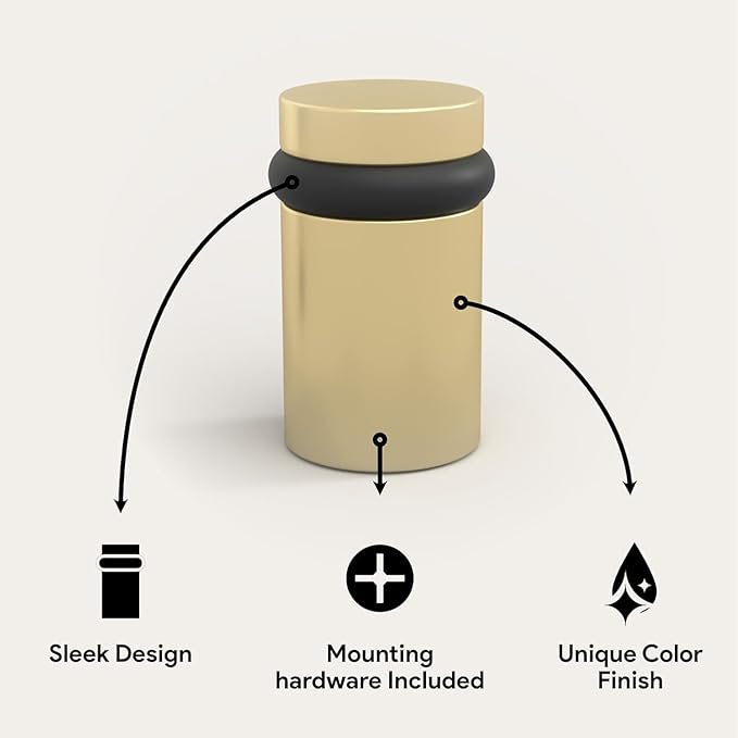 Mega Handles Floor Door Stopper, Quickly Installed Wall Protector, Wall Protectors from Door Knobs, Floor Door Stop with Mounting Hardware Included - Satin Brass - 2 Inch