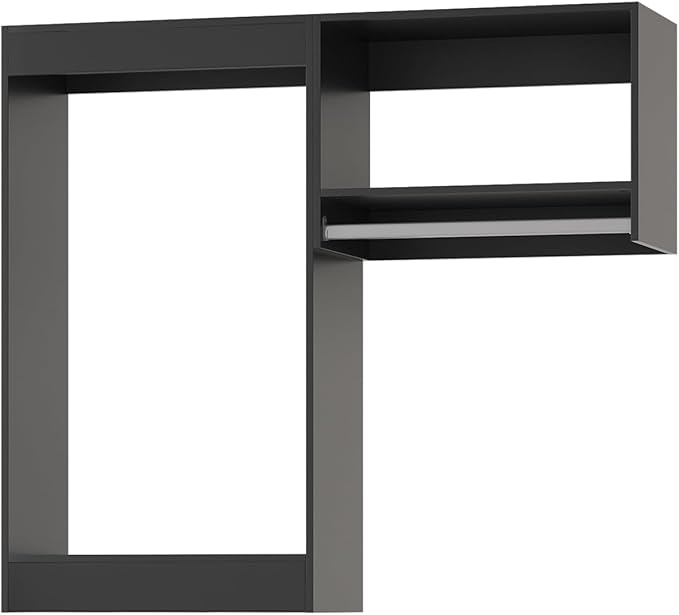 Modular Closet Organizer, 49" Wide with Hanging, Wood Tower Storage for Walk-in Closet, Wall-Mounted Wardrobe Organizer Kit, Black