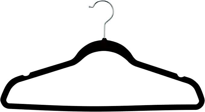 Laura Ashley 25 Pack Slim Velvet Hangers| Durable | Strong Plastic | Slim | Keeps Shape | Closet Organization | Black | Holds 10lbs | Holds Shape