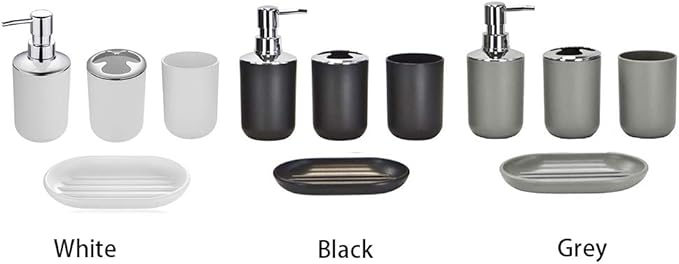 4pcs Bathroom Accessories Set, Toothbrush Holder Tooth Mug Soap Dish Liquid Bottle Bathroom Set Shower Countertop Vanity Organizer(Black)