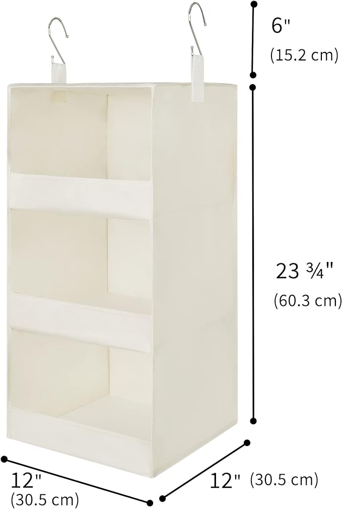 GRANNY SAYS 3-Shelf Hanging Organizer, Foldable Hanging Closet Storage, Closet Shelves Organizer for Camper, Beige, 29 ½" H X 12" W X 12" D, 2-Pack