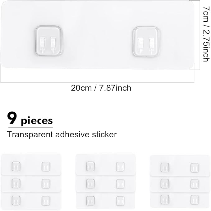 9 Pack Shower Caddy Adhesive Replacement Stickers,Strong Hooks for Caddy, Clear Waterproof Adhesive Strips, No Drilling for Kitchen Racks and Bathroom Storage Shelves