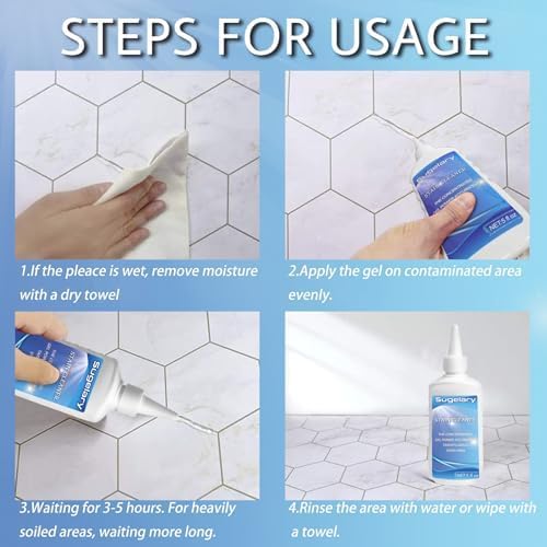 Sugelary Mold Stain Cleaner, 10 Fl oz All-Purpose Gel for Front Loader Seal, Household Cleaner Gel for Bathroom Grout, Sink, Shower, Caulk, Washing Machine Cleaning Solution