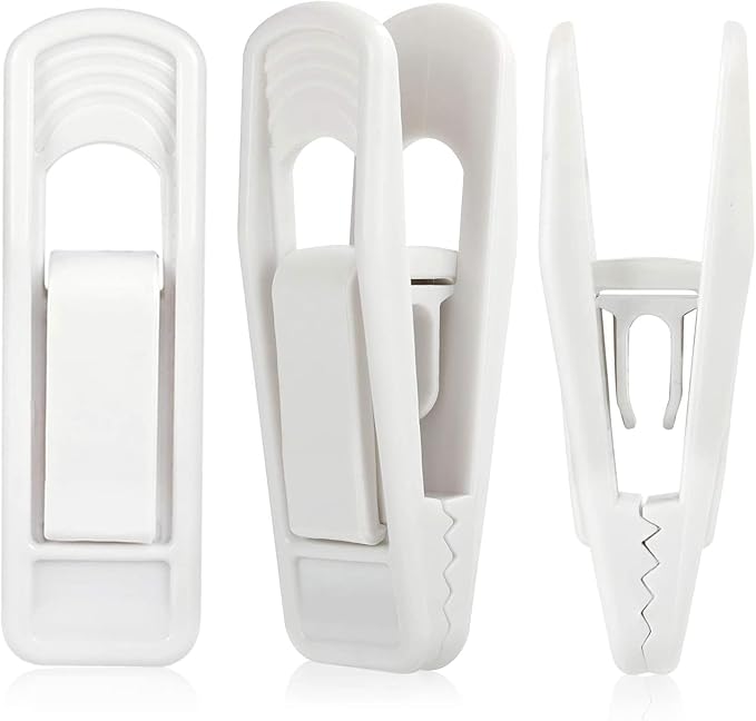 Tinfol White Hanger Clips 80pc, Multi-Purpose Finger Clip, Pant Skirt Clip, Strong Pinch Grip Clips for Slim-line Clothes Hangers