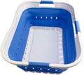 SAMMART 42L (11 gallon) Collapsible Plastic Laundry Basket - Foldable Pop Up Storage Container/Organizer - Space Saving Hamper/Basket (1, White/Little Boy Blue)