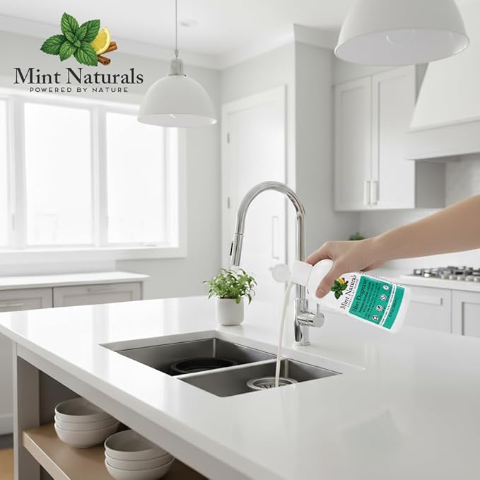 Natural Garbage Disposal Cleaner & Deodorizer – USDA Organic Peppermint Oil Formula That Helps Refresh Sink & Drain Pipes, 12 oz – Made in USA