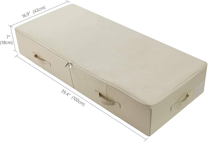 iwill CREATE PRO Pack of 2, 39.4"X16.9"X7" Ultra-Length Foldable & Washable Underbed Storage Organizer Containers for Clothing, Shoes, Bedding - Ideal for Bedroom, College Dorm (Beige)