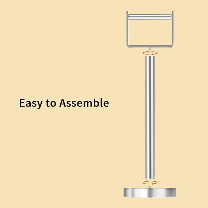 YUMORE Toilet Paper Holder Free Standing, Stainless Steel Toilet Paper Stand, Weighted Base Floor Tissue Roll Holder for Bathroom, Brushed Nickel 200UP