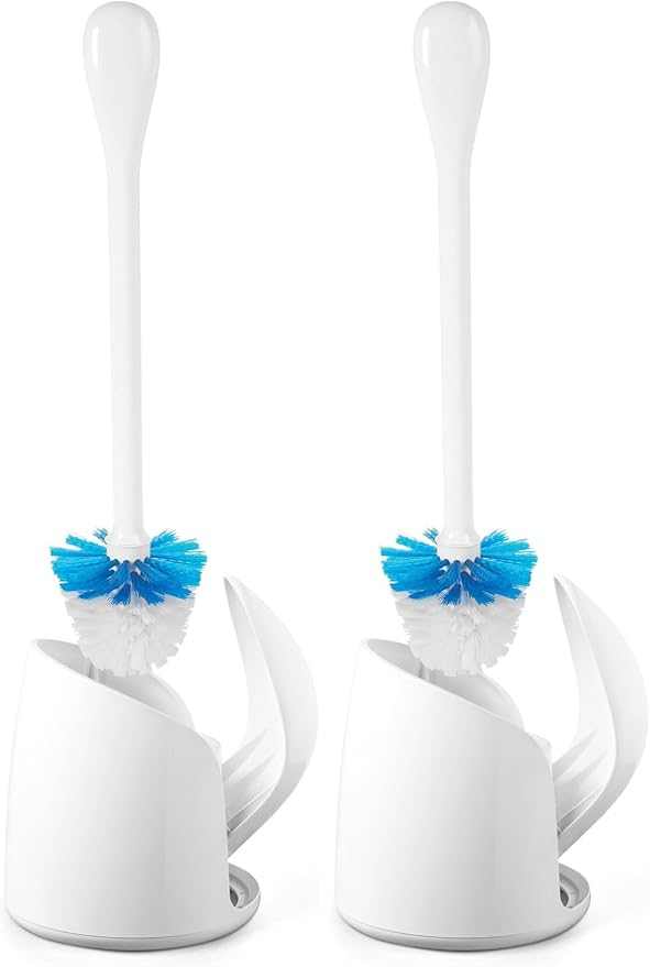 OXO Good Grips Compact Toilet Brush & Canister, White, 6" x 4-3/4" x 17-1/4" h (Pack of 2)