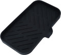 MicoYang Silicone Bathroom Soap Dishes with Drain Spout-Bathroom and Kitchen Sink Organizer,Sponge Holder,Dish Soap Tray,Perfect for Dispenser,Scrubber,Bottle,Cup on Sink or Counter-Black 9.6"×5.3"