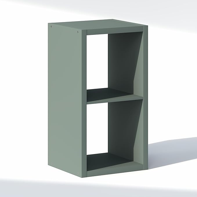 Furinno Cubic Closet Organizers and Storage, 2-Cube Closet Organizer, Open Shelf Closet Storage, Extra Thick Frame for Wardrobe, Bedroom, Living Room, Sage Green