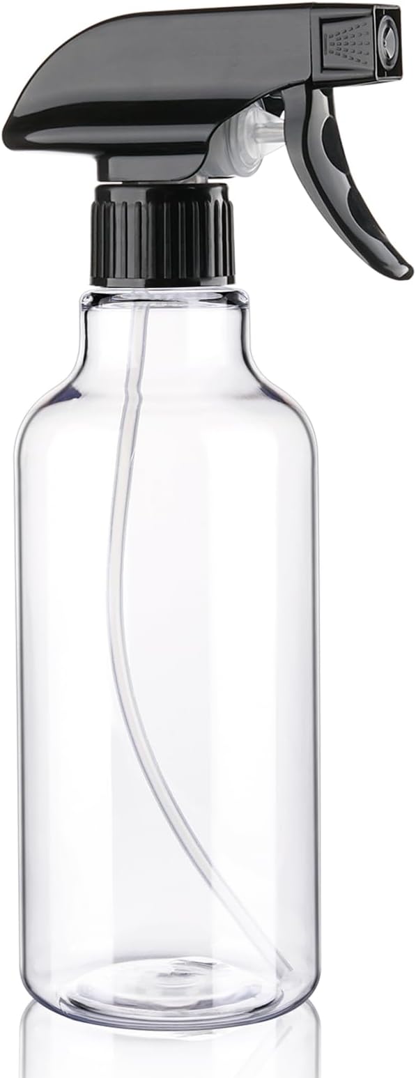 Spray Bottles Plastic Spray Bottle for Hair Mist/Stream Heavy Duty Empty Spray Bottles for Cleaning Solutions, Plants, Cooking (16.9oz-BlackClear)