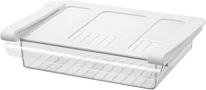 Pull-Out Fridge Drawer Organizer - Under Shelf Storage Bins for Refrigerator Organization for Fruits Vegetables, Cheese & Deli (Flat & Narrow)
