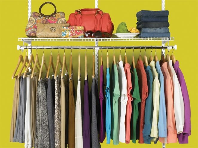 Rubbermaid Configurations Closet Shelves & Hanging Kit (2) 26" Shelves White Custom Pantry Organizer and Storage/Clothes Rack for Home/Laundry/Bathroom/Mudroom/Pantry/Linen Closet
