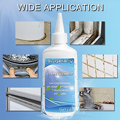 Sugelary Mold Stain Cleaner, 10 Fl oz All-Purpose Gel for Front Loader Seal, Household Cleaner Gel for Bathroom Grout, Sink, Shower, Caulk, Washing Machine Cleaning Solution