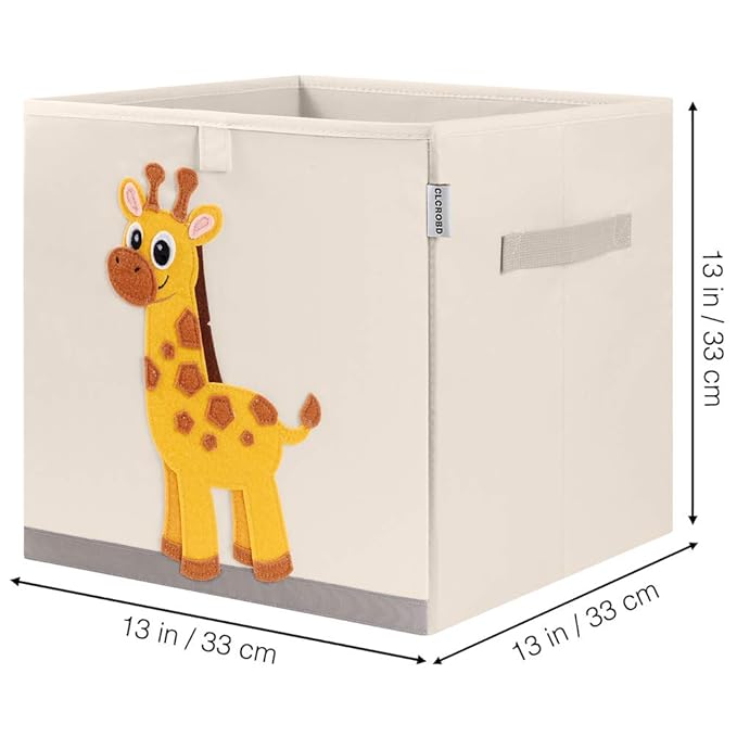 CLCROBD Foldable Animal Cube Storage Bins Fabric Toy Box/Chest/Organizer for Kids Nursery, 13 inch (Elegant Giraffe)