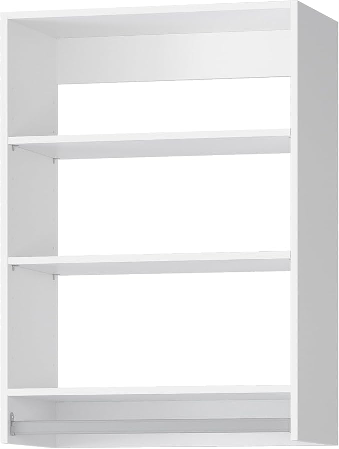 Medium Double Hanging Closet Unit, Modular Closet System, Wood Closet System Organizer with Storage for Walk In Closets, Clothing Rack Closet for Hanging Clothes, Bedroom, White, 19.5"W